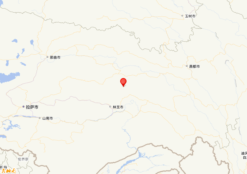 2020年08月01日00时45分，在西藏林芝市波密县发生了M 4.1级地震，震中纬度30.37，经度94.85。