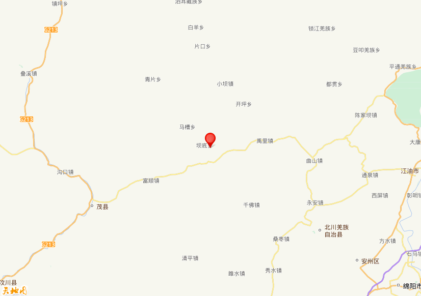 2020年10月23日01时12分，在四川绵阳市北川县发生了M 3.0级地震，震中纬度31.84，经度104.17。