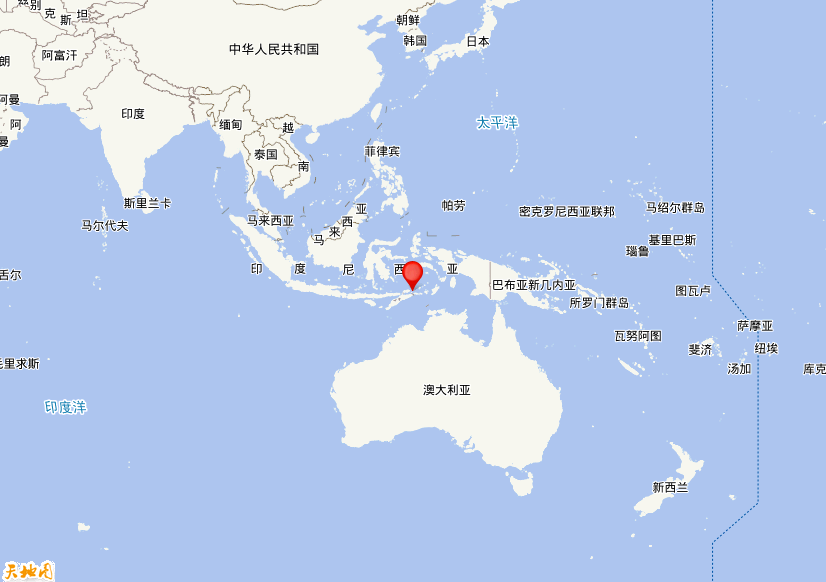 2021年12月30日02时25分，在班达海发生了M 7.5级地震，震中纬度-7.75，经度127.6。