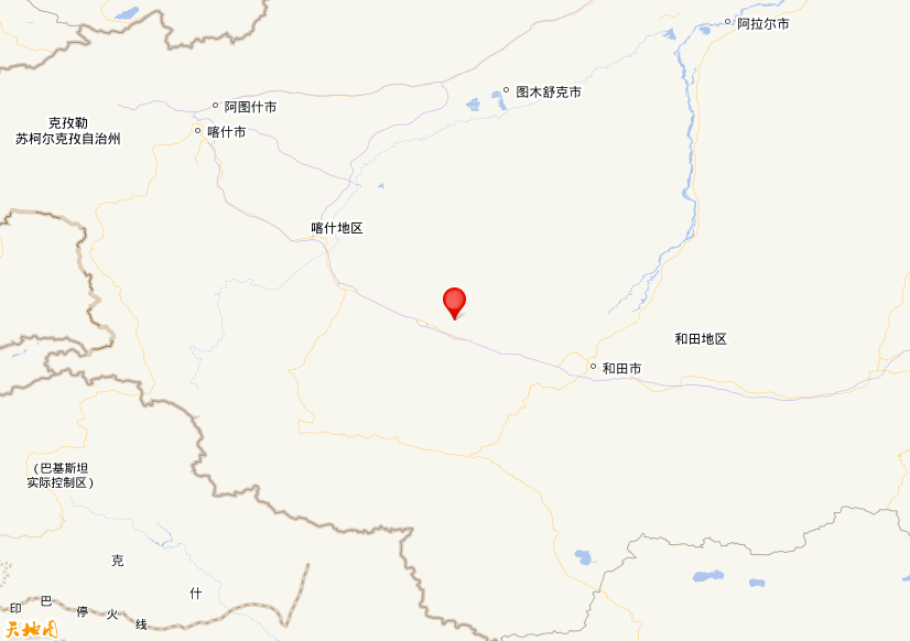 2022年07月02日05时58分，在新疆和田地区皮山县发生了M 3.3级地震，震中纬度37.57，经度78.56。