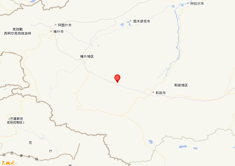 2022年07月03日00时39分，在新疆和田地区皮山县发生了M 3.4级地震，震中纬度37.47，经度78.56。