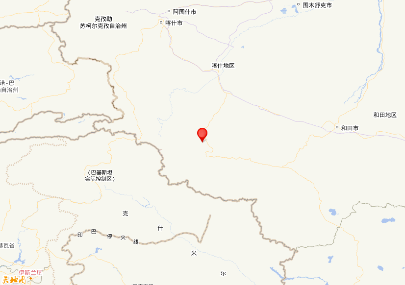 2023年03月31日19时11分，在新疆喀什地区叶城县发生了M 3.4级地震，震中纬度36.77，经度76.92。