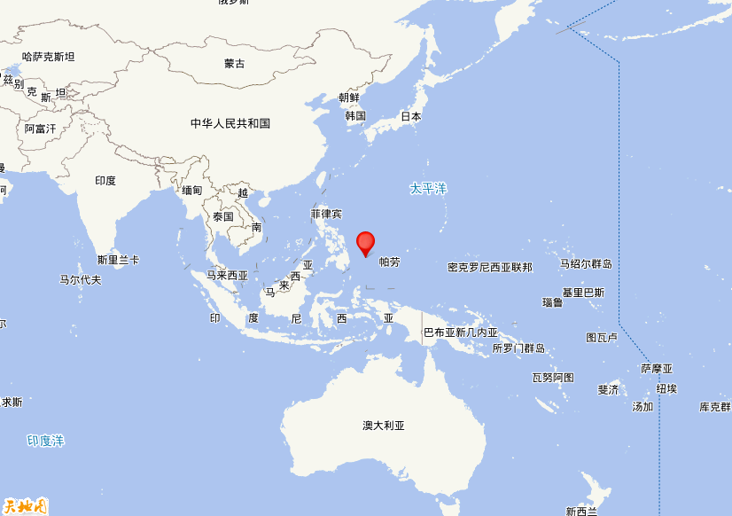2025年06月24日09时58分，在菲律宾群岛以东发生了M 6.3级地震，震中纬度7.98，经度129.91。