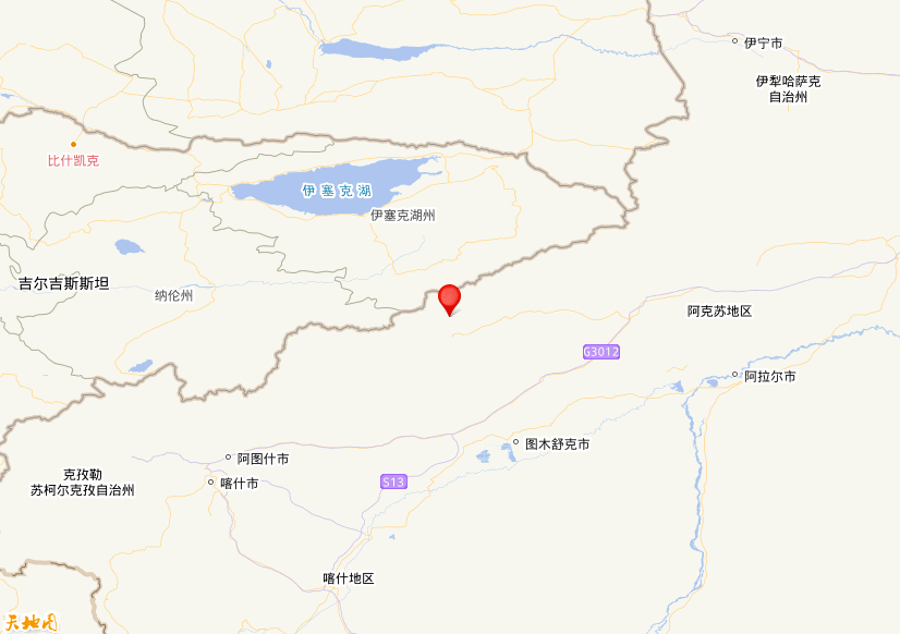 2025年12月04日15时44分，在新疆克孜勒苏州阿合奇县发生了M 6.0级地震，震中纬度41.13，经度78.4。