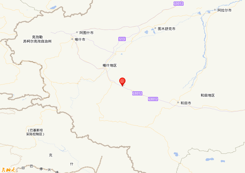 2025年12月12日22时22分，在新疆和田地区皮山县发生了M 3.9级地震，震中纬度37.71，经度77.85。