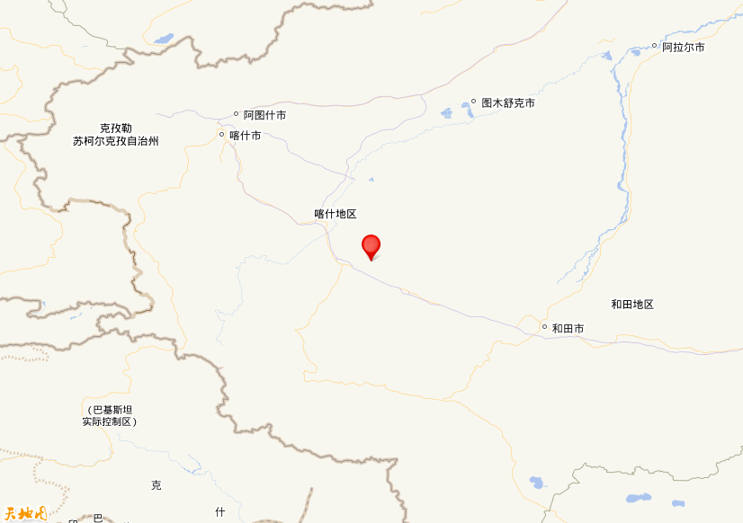 2023年09月22日21时38分，在新疆喀什地区叶城县发生了M 3.1级地震，震中纬度37.91，经度77.82。