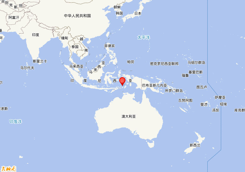 2023年09月22日22时59分，在印尼班达海发生了M 5.7级地震，震中纬度-7.1，经度129.85。