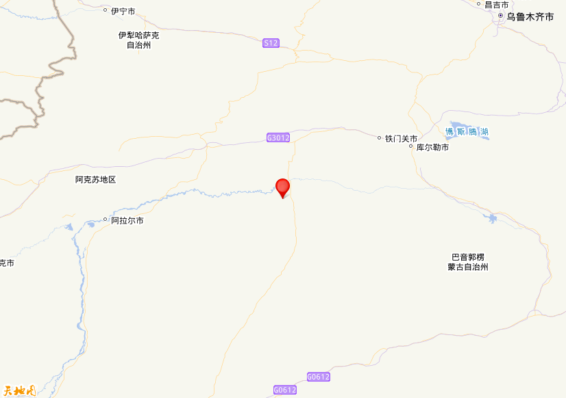 2024年06月23日23时36分，在新疆巴音郭楞州尉犁县发生了M 3.7级地震，震中纬度40.87，经度84.13。