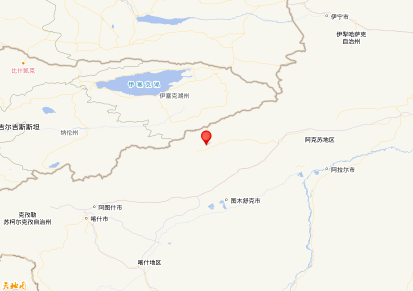 2024年10月17日06时23分，在新疆克孜勒苏州阿合奇县发生了M 5.7级地震，震中纬度41.06，经度78.64。