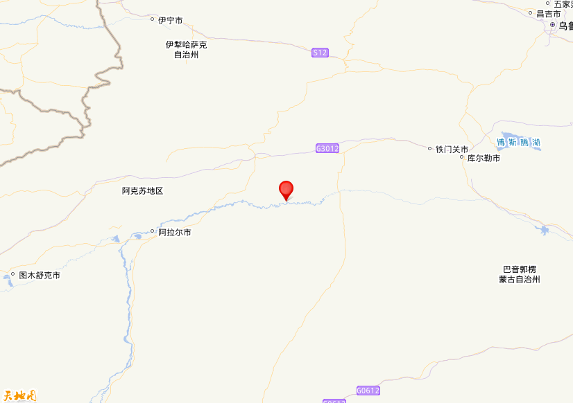 2025年09月12日02时15分，在新疆阿克苏地区沙雅县发生了M 3.0级地震，震中纬度41.02，经度83.4。