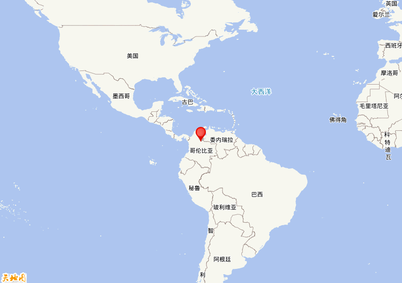 2025年12月10日16时27分，在哥伦比亚发生了M 5.5级地震，震中纬度6.9，经度-73.1。