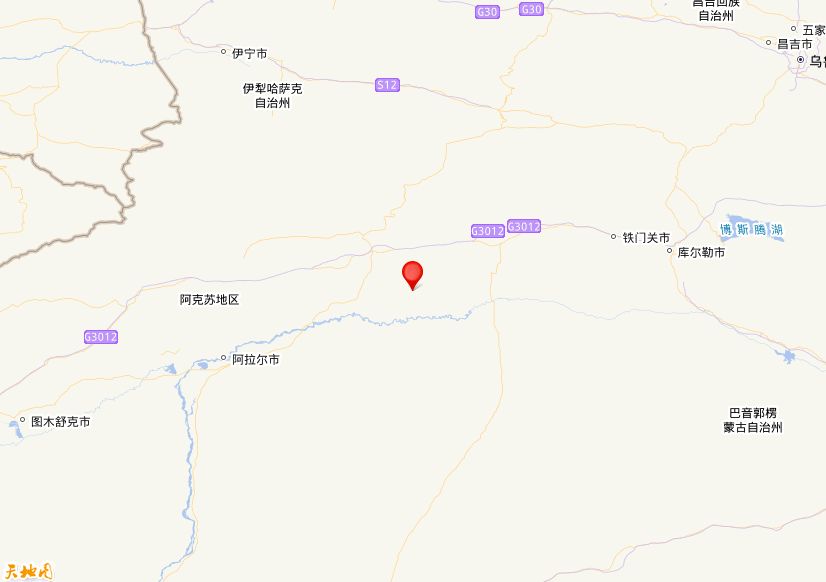 2025年12月24日00时53分，在新疆阿克苏地区库车市发生了M 3.0级地震，震中纬度41.28，经度83.36。