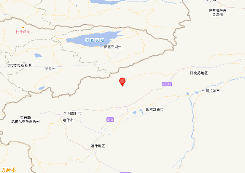 2025年12月24日08时53分，在新疆克孜勒苏州阿合奇县发生了M 3.3级地震，震中纬度40.69，经度78.29。