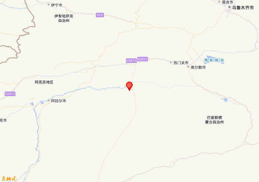 2026年06月13日09时54分，在新疆巴音郭楞州尉犁县发生了M 3.4级地震，震中纬度40.88，经度84.12。